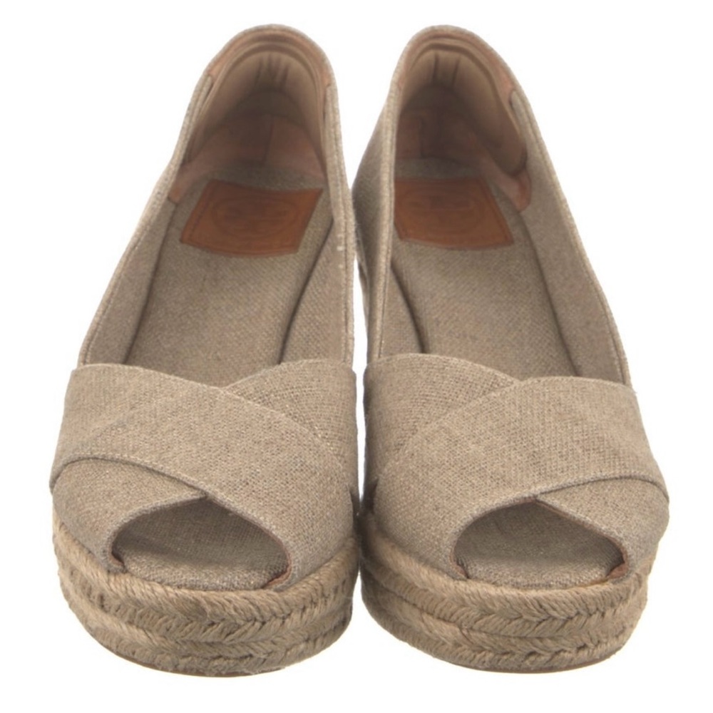 Tory Burch Peep Toe Wedges—Size 8